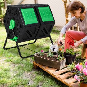 Dual Chamber Garden Compost Tumbler with Sliding Doors