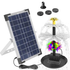 3-Tier Solar Bird Bath Fountain Solar Powered Water Pump Waterfall Feature with Colorful Light 3 Nozzles 6W Solar Panel for Bird Bath Patio Yard