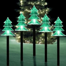 ILLUMINEW Christmas Solar Pathway Lights, Set of 5 Waterproof Landscape Christmas Lights, Stake Decorations, LED Yard Lawn Patio Walkway Decor