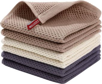 100% Cotton Waffle Weave Kitchen Dish Cloths, Ultra Soft Absorbent Quick Drying Dish Towels, 12 x 12 Inches, 6-Pack, Mixed Color