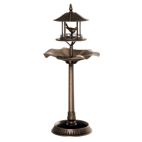 3-in-1 Garden Bird Bath Bowl Pedestal with Bird Feeder, Large Water Basin, Underneath Flower Planter, Bronze