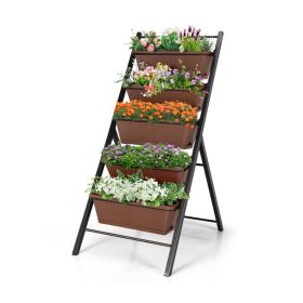 5-tier Vertical Garden Planter Box Elevated Raised Bed with 5 Container (Main Material: Iron, Main Color: Brown)