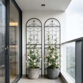 2 Pack Metal Garden Trellis 71" x 19.7" Rustproof Trellis for Climbing Plants Outdoor Flower Support Black (Color: as Pic)